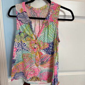 LILLY PULITZER SLEEVELESS SHIRT, SIZE SMALL